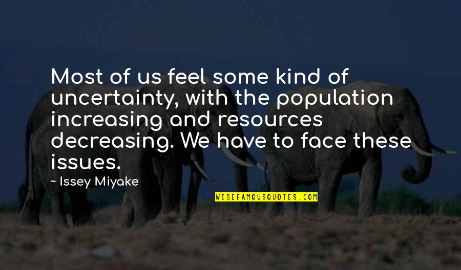 Miyake Issey Quotes By Issey Miyake: Most of us feel some kind of uncertainty, Miyake Issey Quotes By Issey Miyake: Most of us feel some kind of uncertainty,