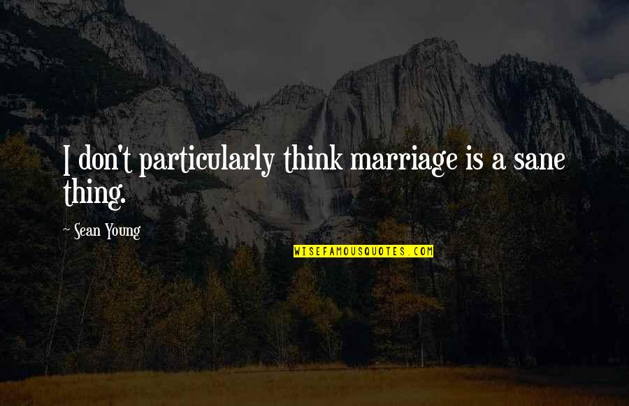 Miyao Ciconia Quotes By Sean Young: I don't particularly think marriage is a sane