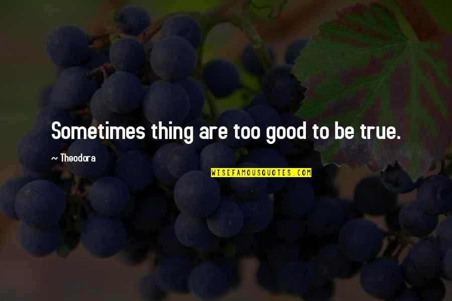 Mizanin Longfellow Quotes By Theodora: Sometimes thing are too good to be true.