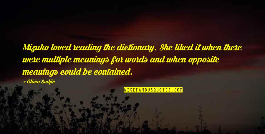 Mizuko Quotes By Olivia Sudjic: Mizuko loved reading the dictionary. She liked it