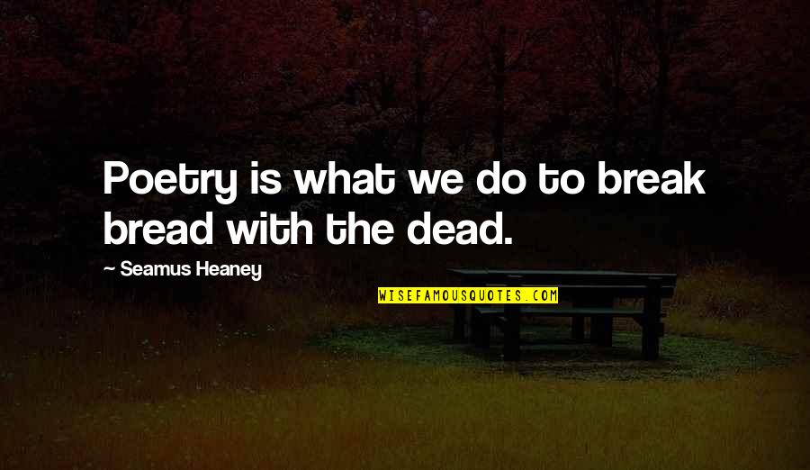 Mizutani Yutaka Quotes By Seamus Heaney: Poetry is what we do to break bread
