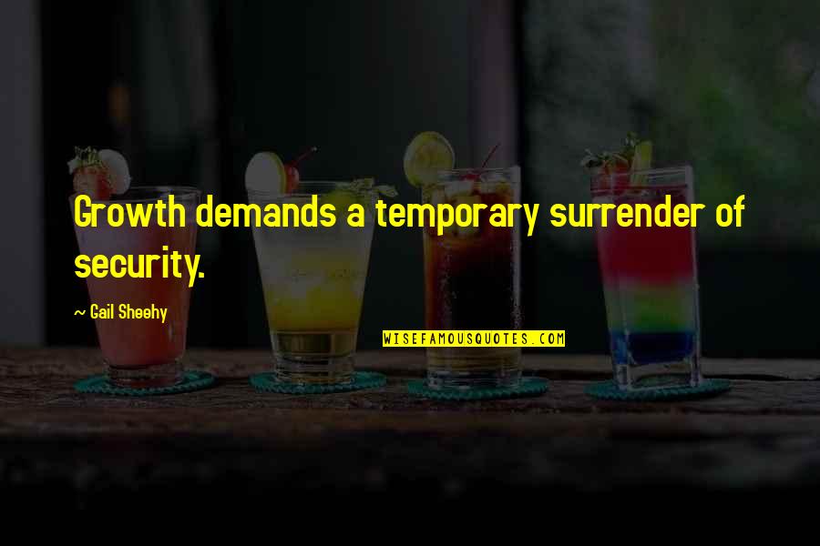 Mladica Quotes By Gail Sheehy: Growth demands a temporary surrender of security. Mladica Quotes By Gail Sheehy: Growth demands a temporary surrender of security.