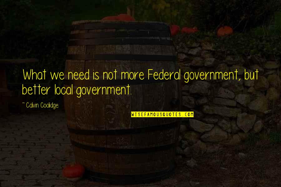 Mlanier Quotes By Calvin Coolidge: What we need is not more Federal government,