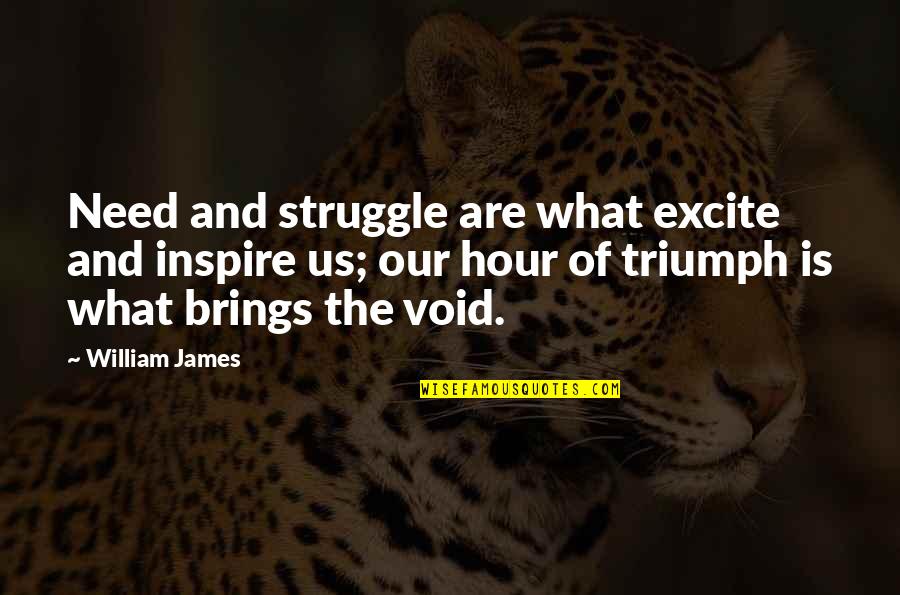 Mlk Jr Most Famous Quotes By William James: Need and struggle are what excite and inspire