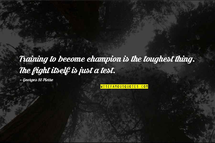 Mma Training Quotes By Georges St-Pierre: Training to become champion is the toughest thing.