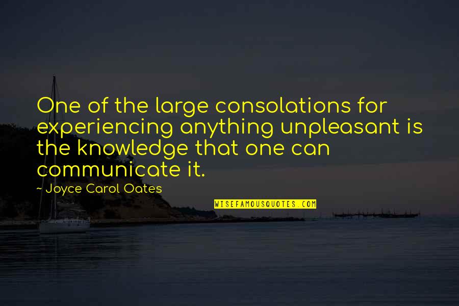 Mobile Os Quotes By Joyce Carol Oates: One of the large consolations for experiencing anything