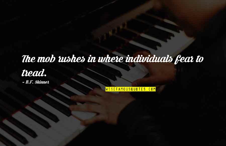 Mobs Quotes By B.F. Skinner: The mob rushes in where individuals fear to