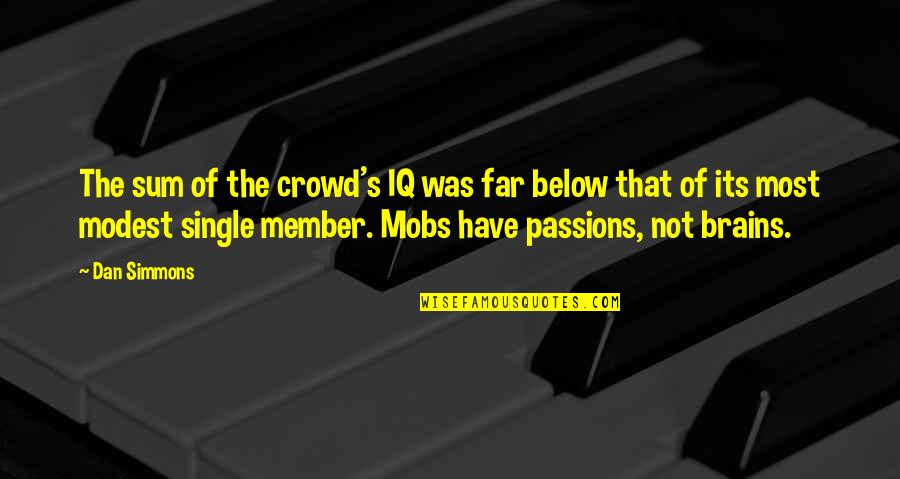 Mobs Quotes By Dan Simmons: The sum of the crowd's IQ was far