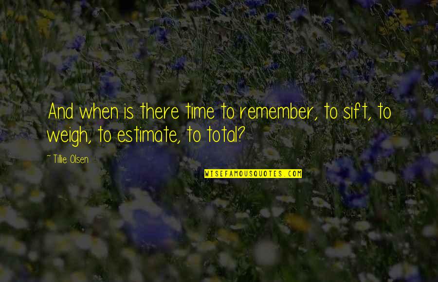 Mobscene Dancers Quotes By Tillie Olsen: And when is there time to remember, to