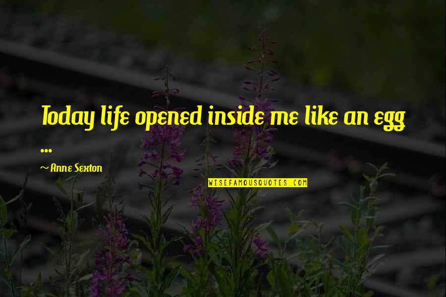 Mochaccino Quotes By Anne Sexton: Today life opened inside me like an egg Mochaccino Quotes By Anne Sexton: Today life opened inside me like an egg