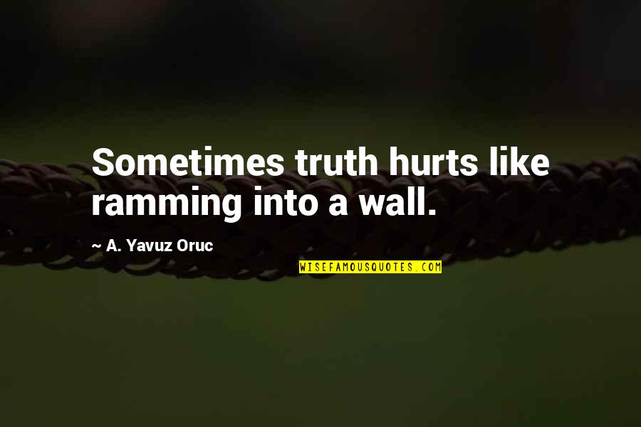 Mock The Week Funny Quotes By A. Yavuz Oruc: Sometimes truth hurts like ramming into a wall.