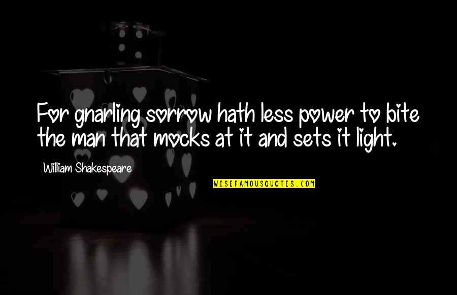 Mocks Quotes By William Shakespeare: For gnarling sorrow hath less power to bite