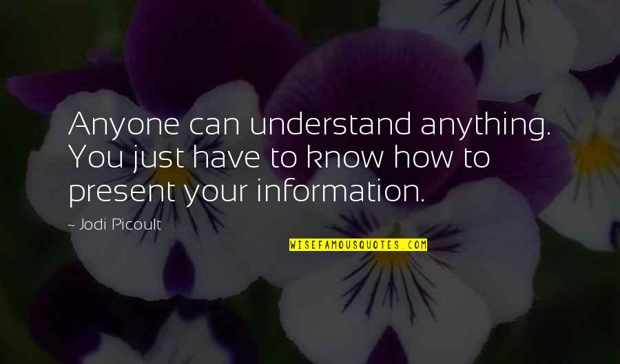 Mockus Designs Quotes By Jodi Picoult: Anyone can understand anything. You just have to Mockus Designs Quotes By Jodi Picoult: Anyone can understand anything. You just have to