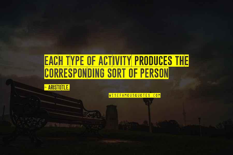 Moczy Quotes By Aristotle.: Each type of activity produces the corresponding sort