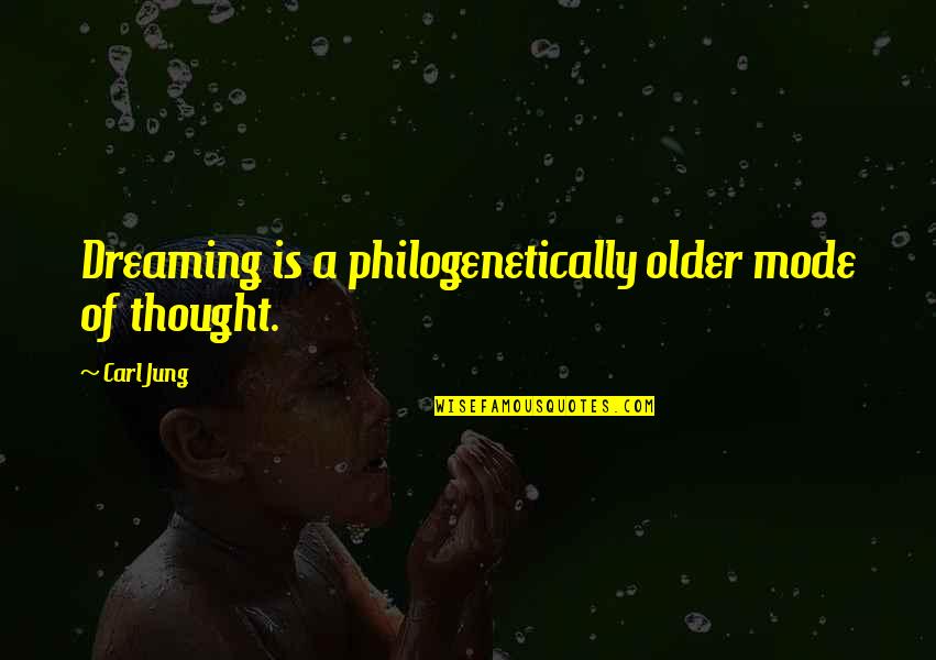 Mode Quotes By Carl Jung: Dreaming is a philogenetically older mode of thought.