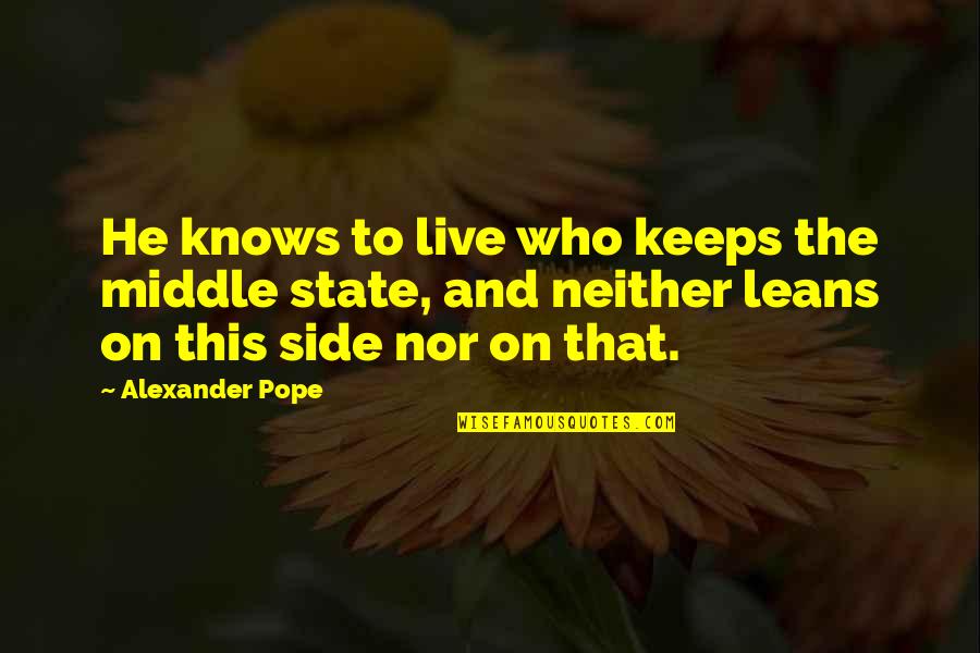 Moderation Quotes By Alexander Pope: He knows to live who keeps the middle