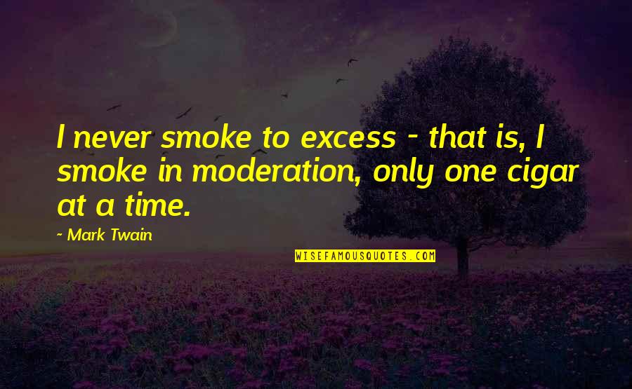 Moderation Quotes By Mark Twain: I never smoke to excess - that is,