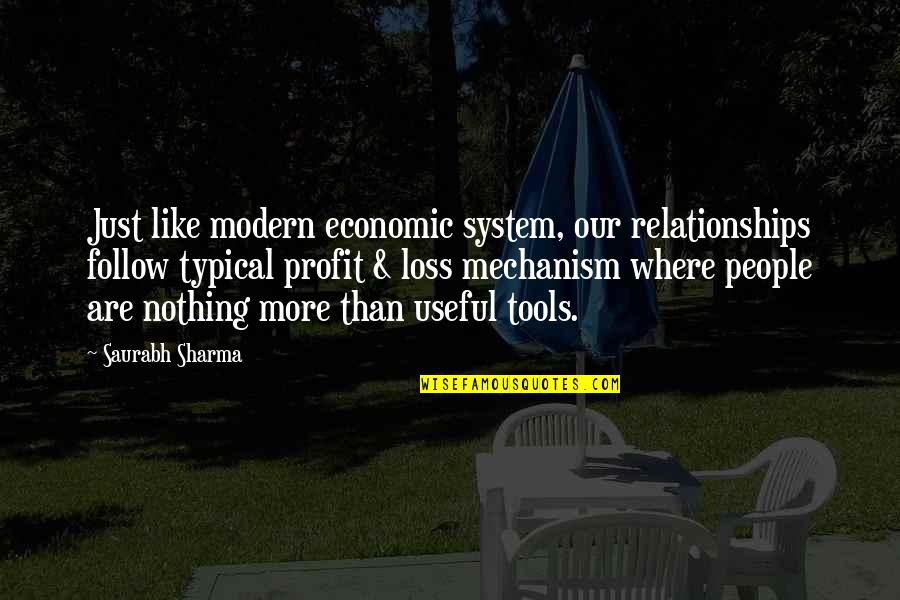 Modern Relationships Quotes By Saurabh Sharma: Just like modern economic system, our relationships follow Modern Relationships Quotes By Saurabh Sharma: Just like modern economic system, our relationships follow