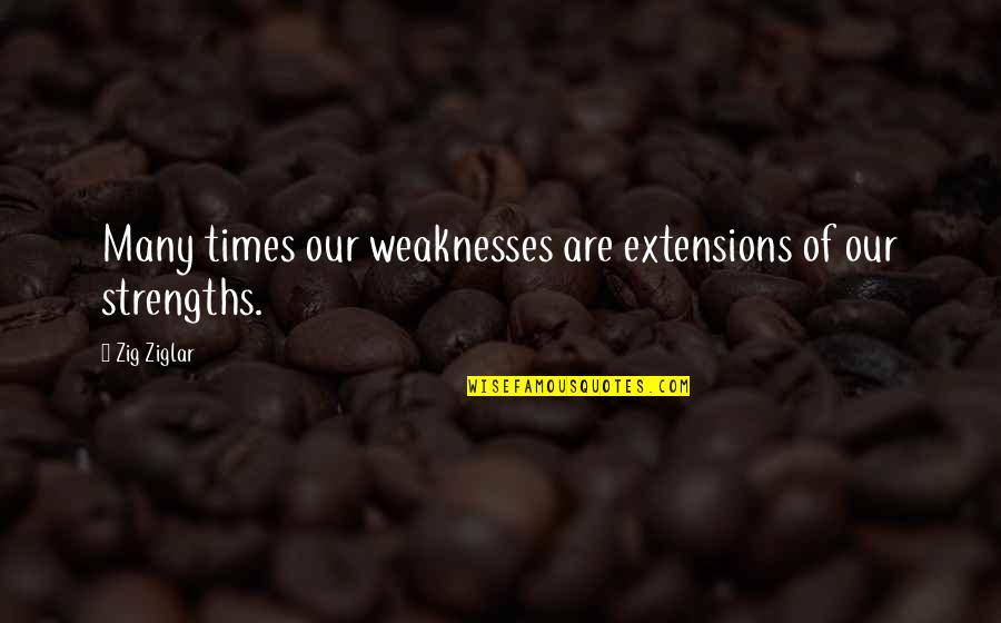 Modern Transcendental Quotes By Zig Ziglar: Many times our weaknesses are extensions of our