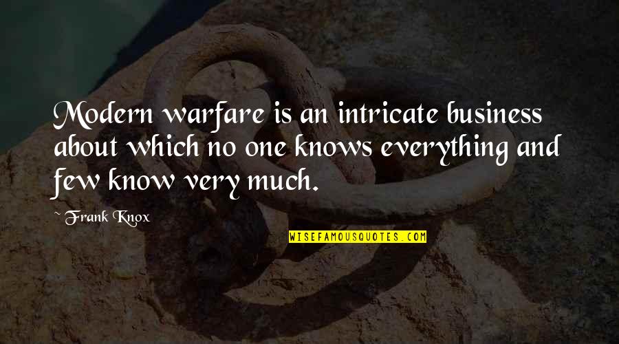 Modern War Quotes By Frank Knox: Modern warfare is an intricate business about which