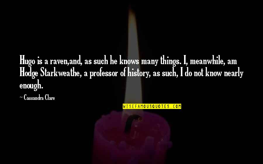 Modernised Lustron Quotes By Cassandra Clare: Hugo is a raven,and, as such he knows Modernised Lustron Quotes By Cassandra Clare: Hugo is a raven,and, as such he knows