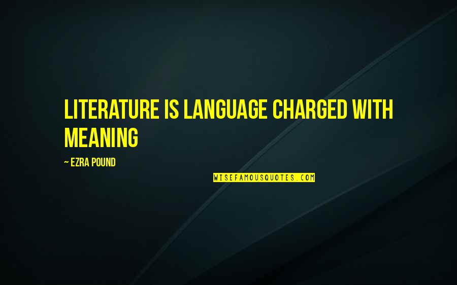 Modernism In Literature Quotes By Ezra Pound: Literature is language charged with meaning