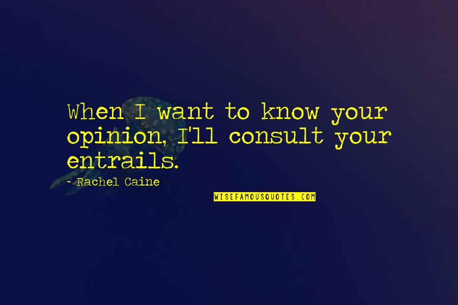 Modestia Aparte Quotes By Rachel Caine: When I want to know your opinion, I'll