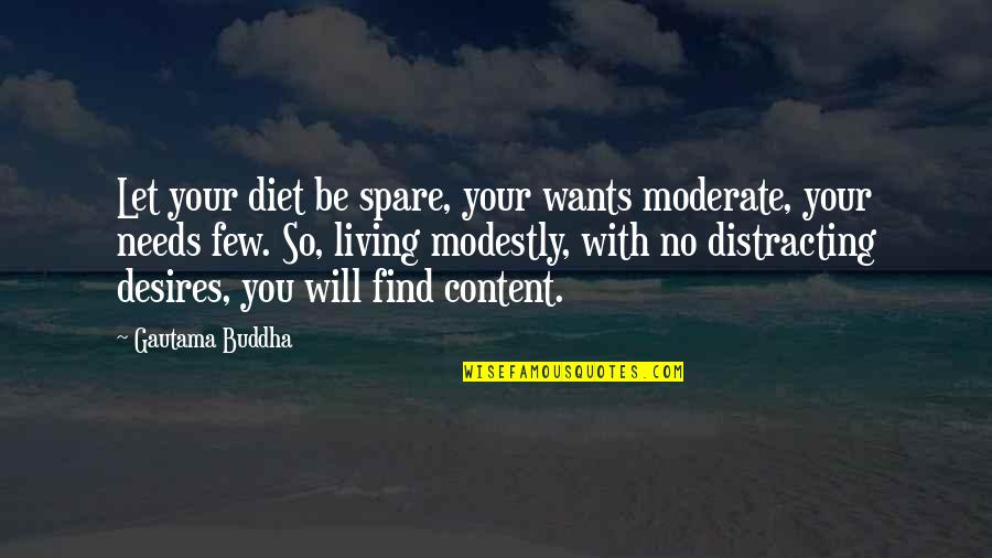 Modestly Quotes By Gautama Buddha: Let your diet be spare, your wants moderate,