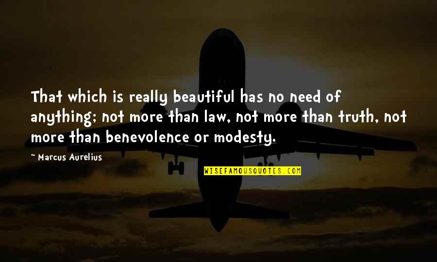 Modesty And Beauty Quotes By Marcus Aurelius: That which is really beautiful has no need