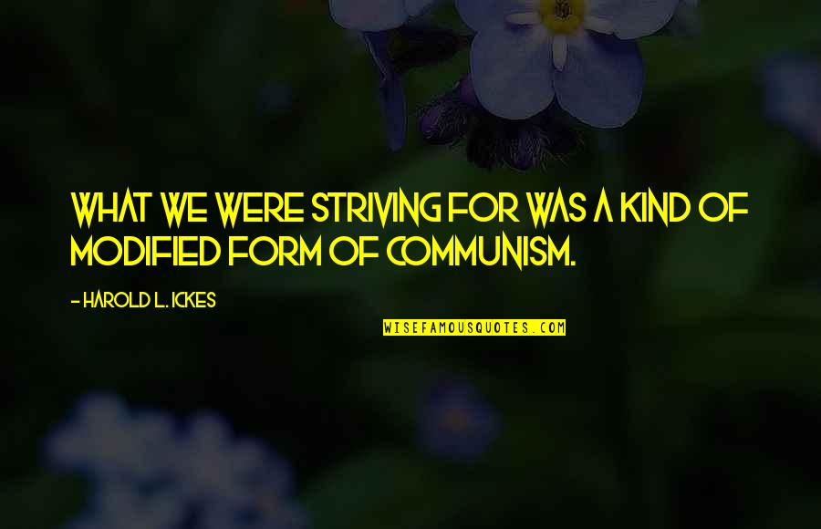 Modified Quotes By Harold L. Ickes: What we were striving for was a kind