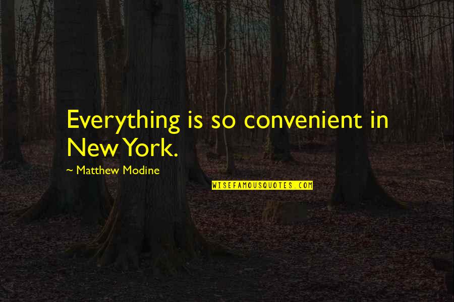 Modine Quotes By Matthew Modine: Everything is so convenient in New York.