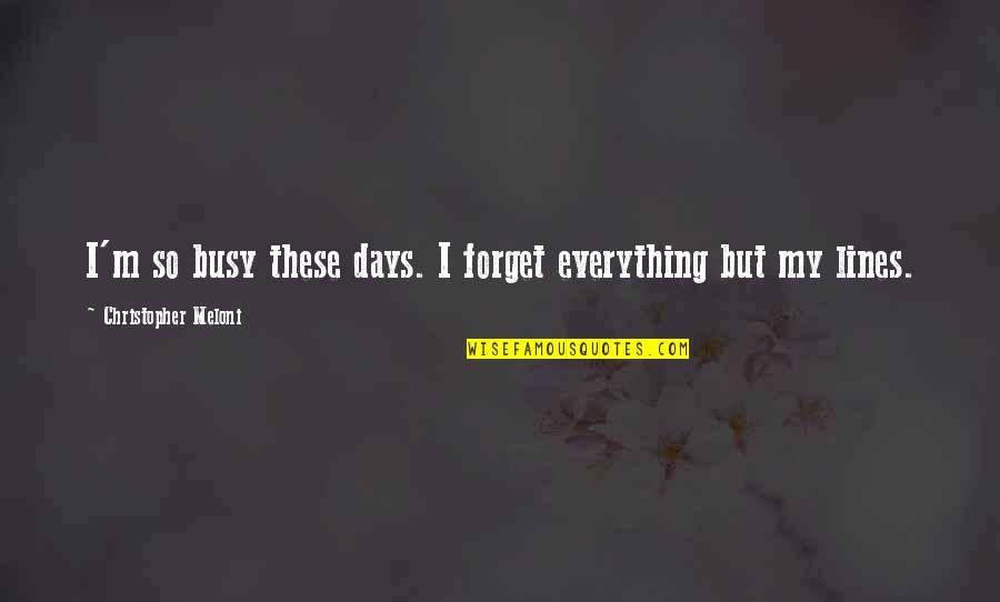 Moghaddas Law Quotes By Christopher Meloni: I'm so busy these days. I forget everything Moghaddas Law Quotes By Christopher Meloni: I'm so busy these days. I forget everything