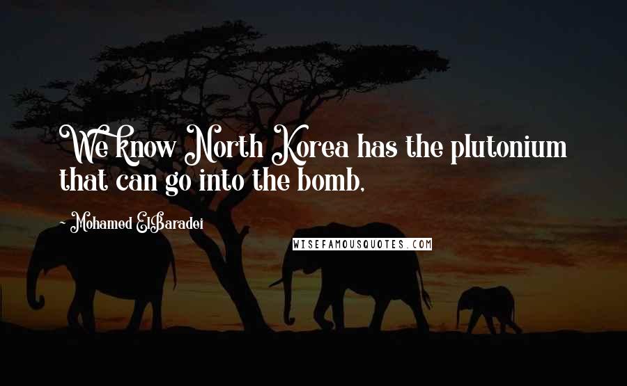Mohamed ElBaradei quotes: We know North Korea has the plutonium that can go into the bomb,
