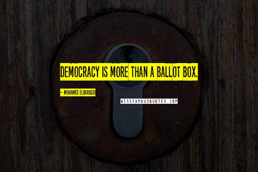 Mohamed ElBaradei quotes: Democracy is more than a ballot box.