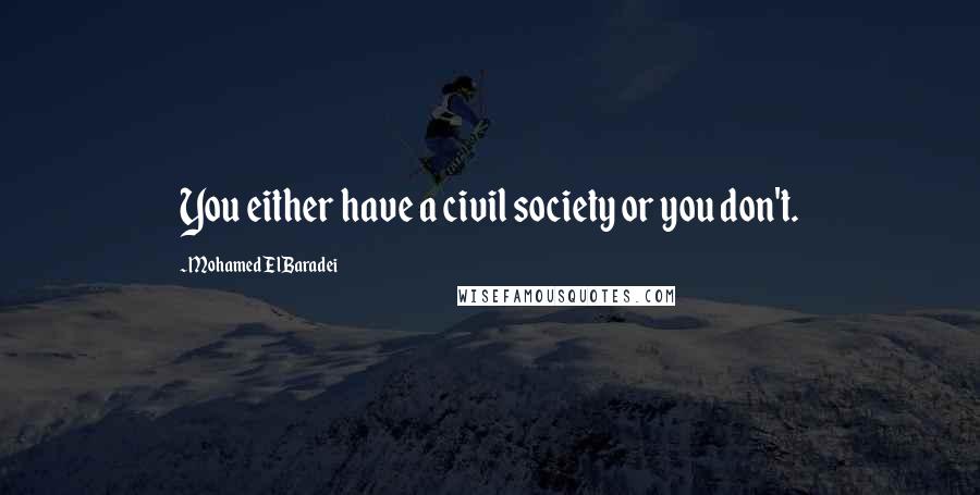 Mohamed ElBaradei quotes: You either have a civil society or you don't.