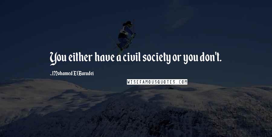 Mohamed ElBaradei quotes: You either have a civil society or you don't.