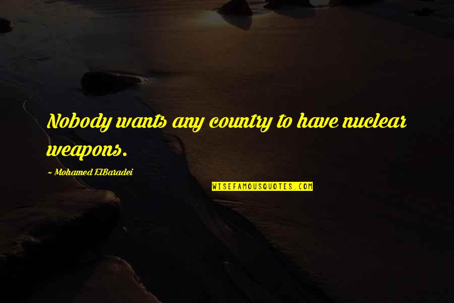 Mohamed Elbaradei Quotes By Mohamed ElBaradei: Nobody wants any country to have nuclear weapons.