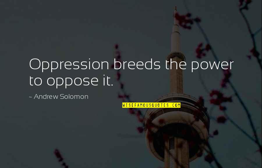 Mohanbir Sawhney Quotes By Andrew Solomon: Oppression breeds the power to oppose it.