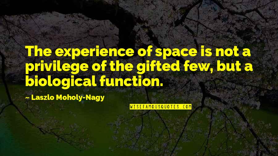 Moholy Nagy Quotes By Laszlo Moholy-Nagy: The experience of space is not a privilege Moholy Nagy Quotes By Laszlo Moholy-Nagy: The experience of space is not a privilege