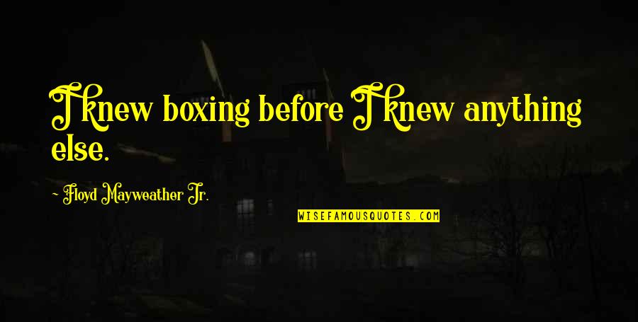 Moiled Quotes By Floyd Mayweather Jr.: I knew boxing before I knew anything else.