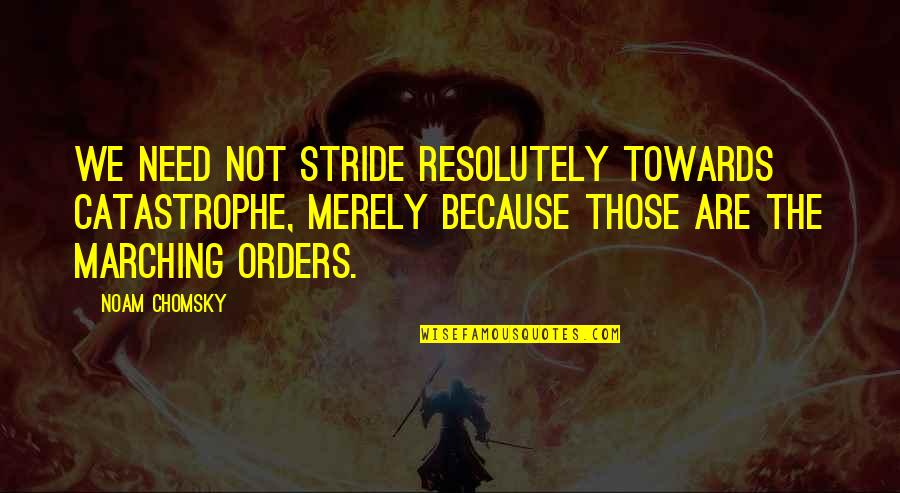 Moist Towelette Quotes By Noam Chomsky: We need not stride resolutely towards catastrophe, merely Moist Towelette Quotes By Noam Chomsky: We need not stride resolutely towards catastrophe, merely