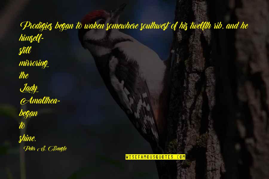 Mojeed Akintayo Quotes By Peter S. Beagle: Prodigies began to waken somewhere southwest of his Mojeed Akintayo Quotes By Peter S. Beagle: Prodigies began to waken somewhere southwest of his