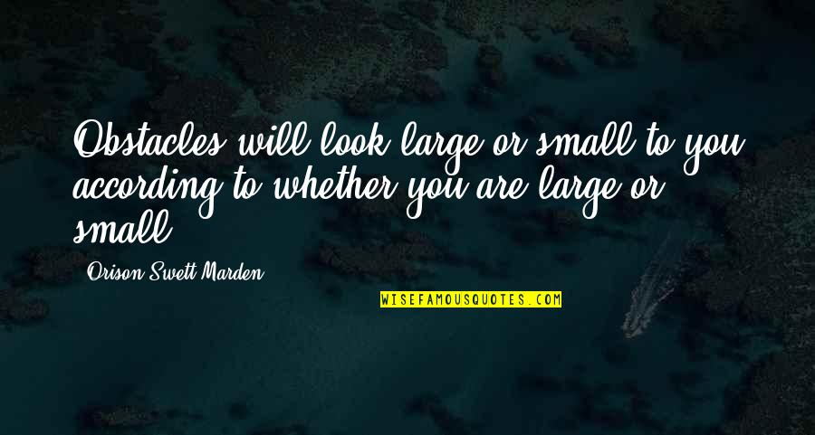 Mokhiber Agent Quotes By Orison Swett Marden: Obstacles will look large or small to you