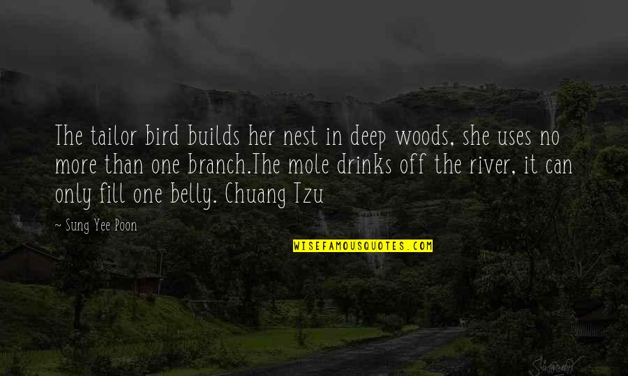 Mole Quotes By Sung Yee Poon: The tailor bird builds her nest in deep Mole Quotes By Sung Yee Poon: The tailor bird builds her nest in deep