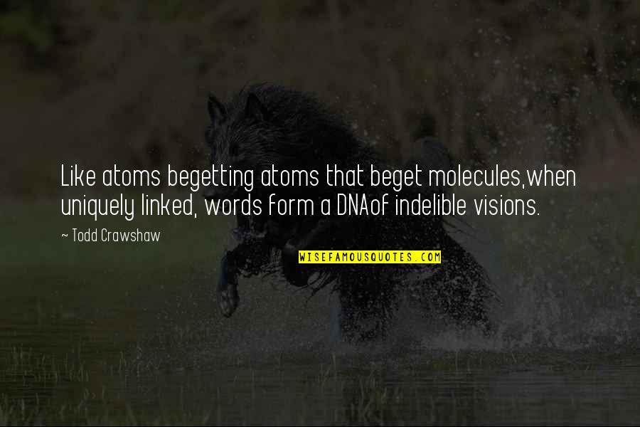 Molecules Quotes By Todd Crawshaw: Like atoms begetting atoms that beget molecules,when uniquely