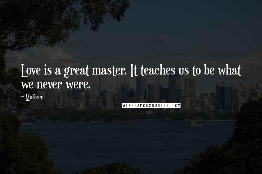 Moliere quotes: Love is a great master. It teaches us to be what we never were.