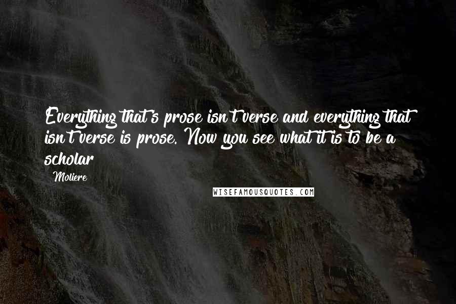 Moliere quotes: Everything that's prose isn't verse and everything that isn't verse is prose. Now you see what it is to be a scholar!