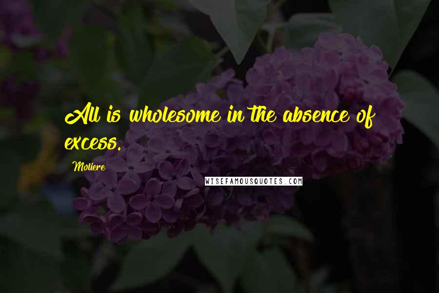 Moliere quotes: All is wholesome in the absence of excess.