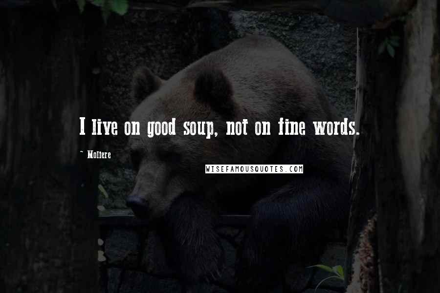 Moliere quotes: I live on good soup, not on fine words.