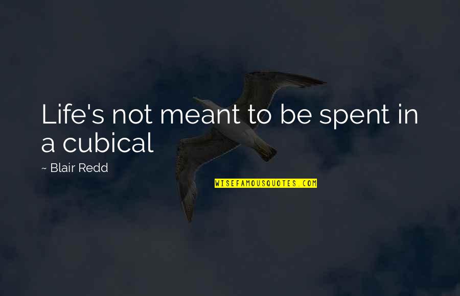 Molinari Cues Quotes By Blair Redd: Life's not meant to be spent in a Molinari Cues Quotes By Blair Redd: Life's not meant to be spent in a